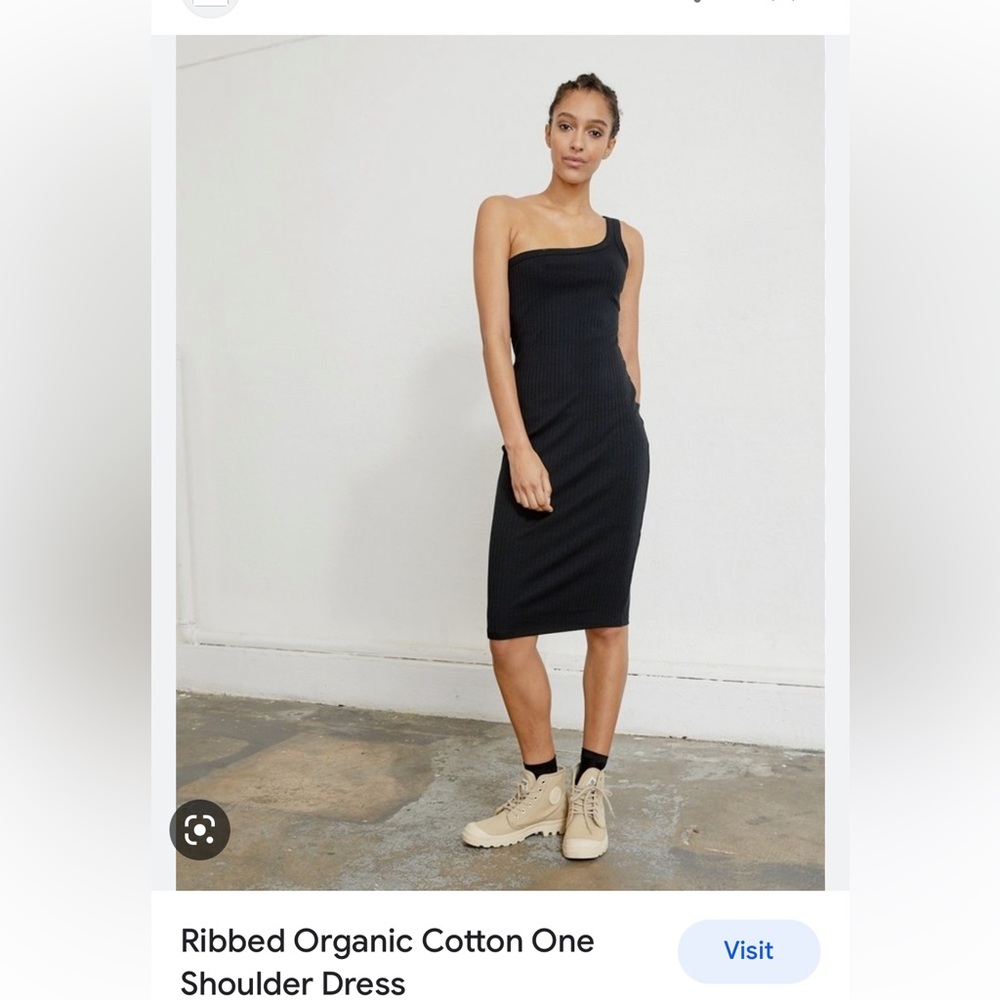 Ninety percent Ribbed one shoulder dress black M new